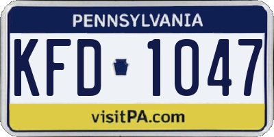 PA license plate KFD1047