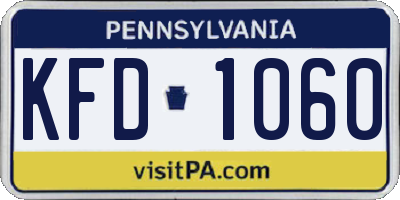 PA license plate KFD1060