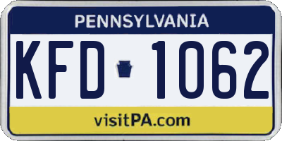 PA license plate KFD1062