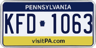 PA license plate KFD1063