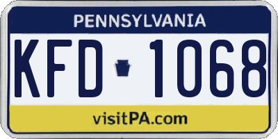 PA license plate KFD1068
