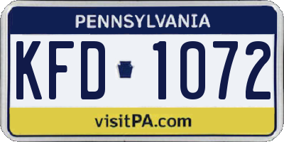 PA license plate KFD1072