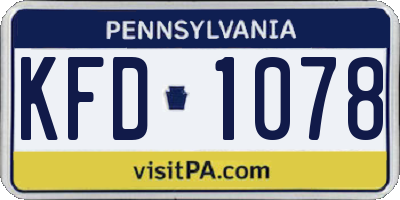 PA license plate KFD1078