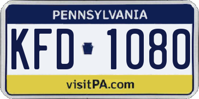 PA license plate KFD1080