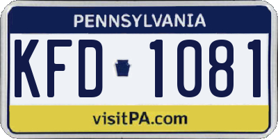 PA license plate KFD1081