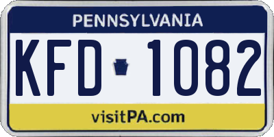 PA license plate KFD1082