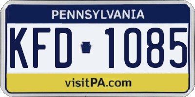 PA license plate KFD1085