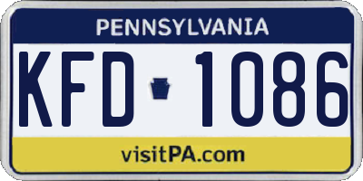 PA license plate KFD1086