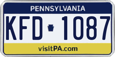 PA license plate KFD1087