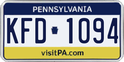 PA license plate KFD1094