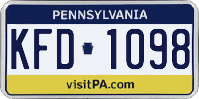 PA license plate KFD1098