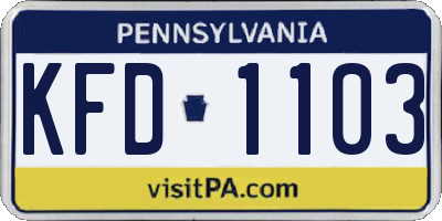 PA license plate KFD1103