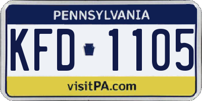 PA license plate KFD1105