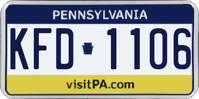 PA license plate KFD1106