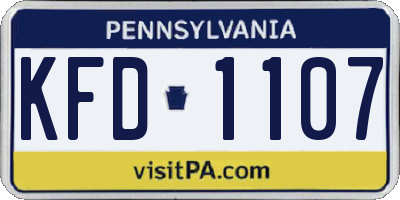 PA license plate KFD1107