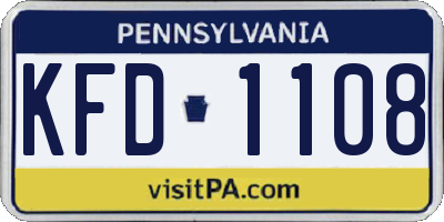 PA license plate KFD1108