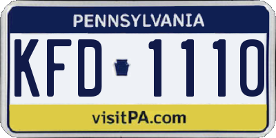 PA license plate KFD1110