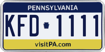 PA license plate KFD1111