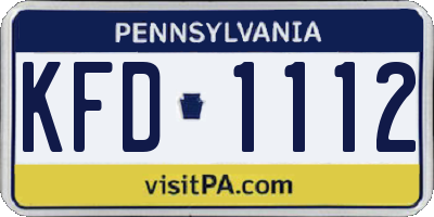 PA license plate KFD1112