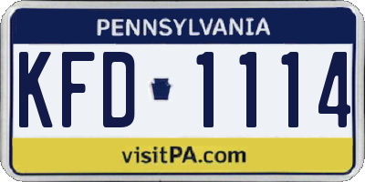 PA license plate KFD1114