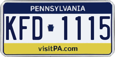 PA license plate KFD1115
