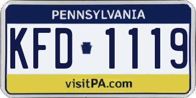 PA license plate KFD1119
