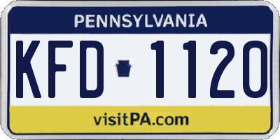 PA license plate KFD1120