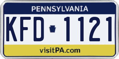 PA license plate KFD1121