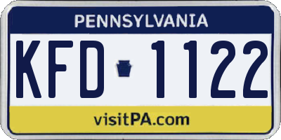 PA license plate KFD1122