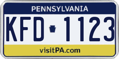 PA license plate KFD1123