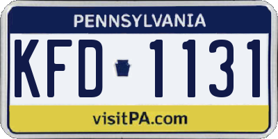 PA license plate KFD1131