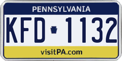 PA license plate KFD1132