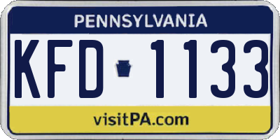 PA license plate KFD1133