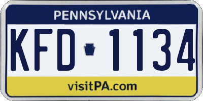 PA license plate KFD1134