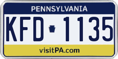 PA license plate KFD1135