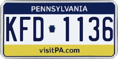 PA license plate KFD1136