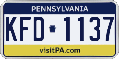 PA license plate KFD1137