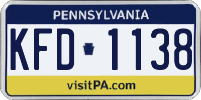 PA license plate KFD1138