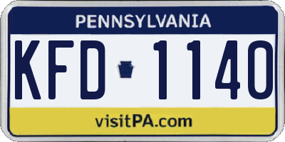 PA license plate KFD1140