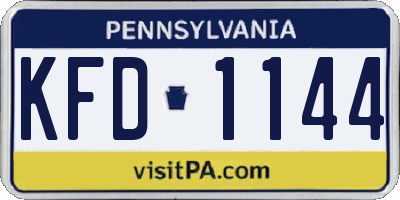 PA license plate KFD1144