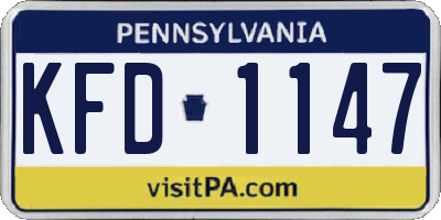 PA license plate KFD1147
