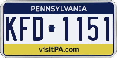 PA license plate KFD1151