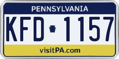 PA license plate KFD1157