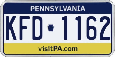 PA license plate KFD1162