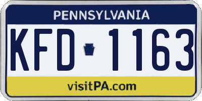PA license plate KFD1163