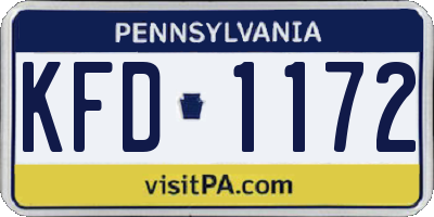 PA license plate KFD1172
