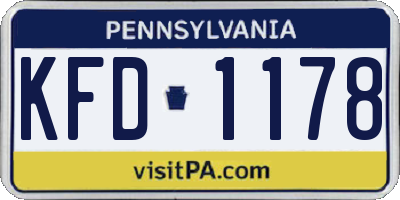 PA license plate KFD1178