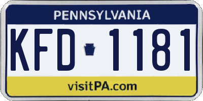 PA license plate KFD1181
