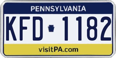 PA license plate KFD1182