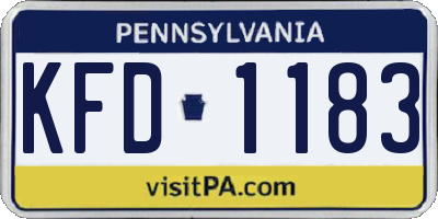 PA license plate KFD1183